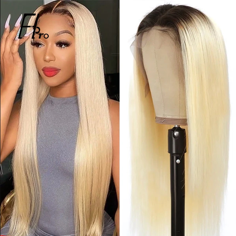 13×4 Lace Front Wig Straight 4-613# Ombre Color Human Hair Wigs 180% Density